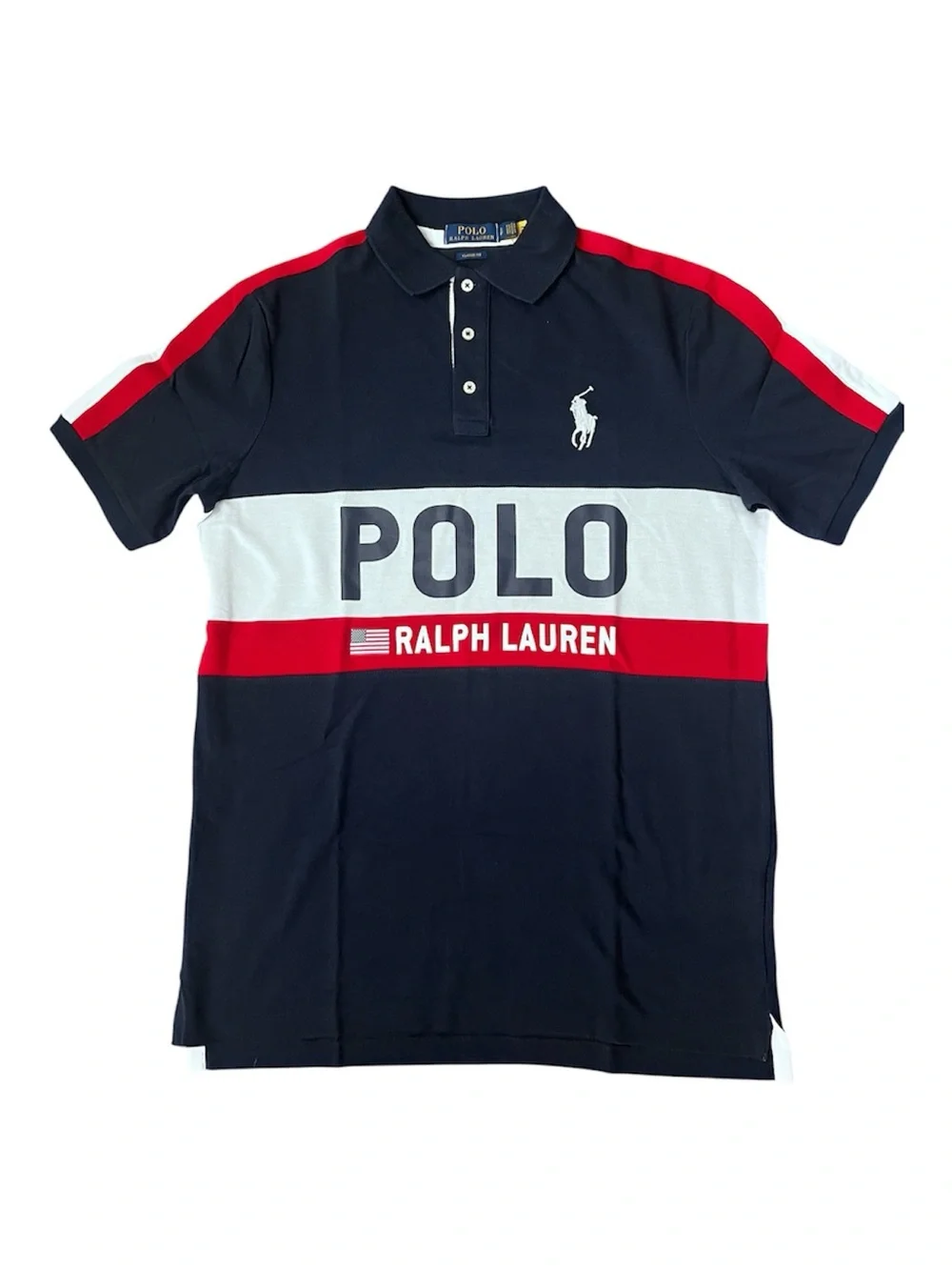 Polo by Ralph Lauren Navy, White & Red Colorblock Polo